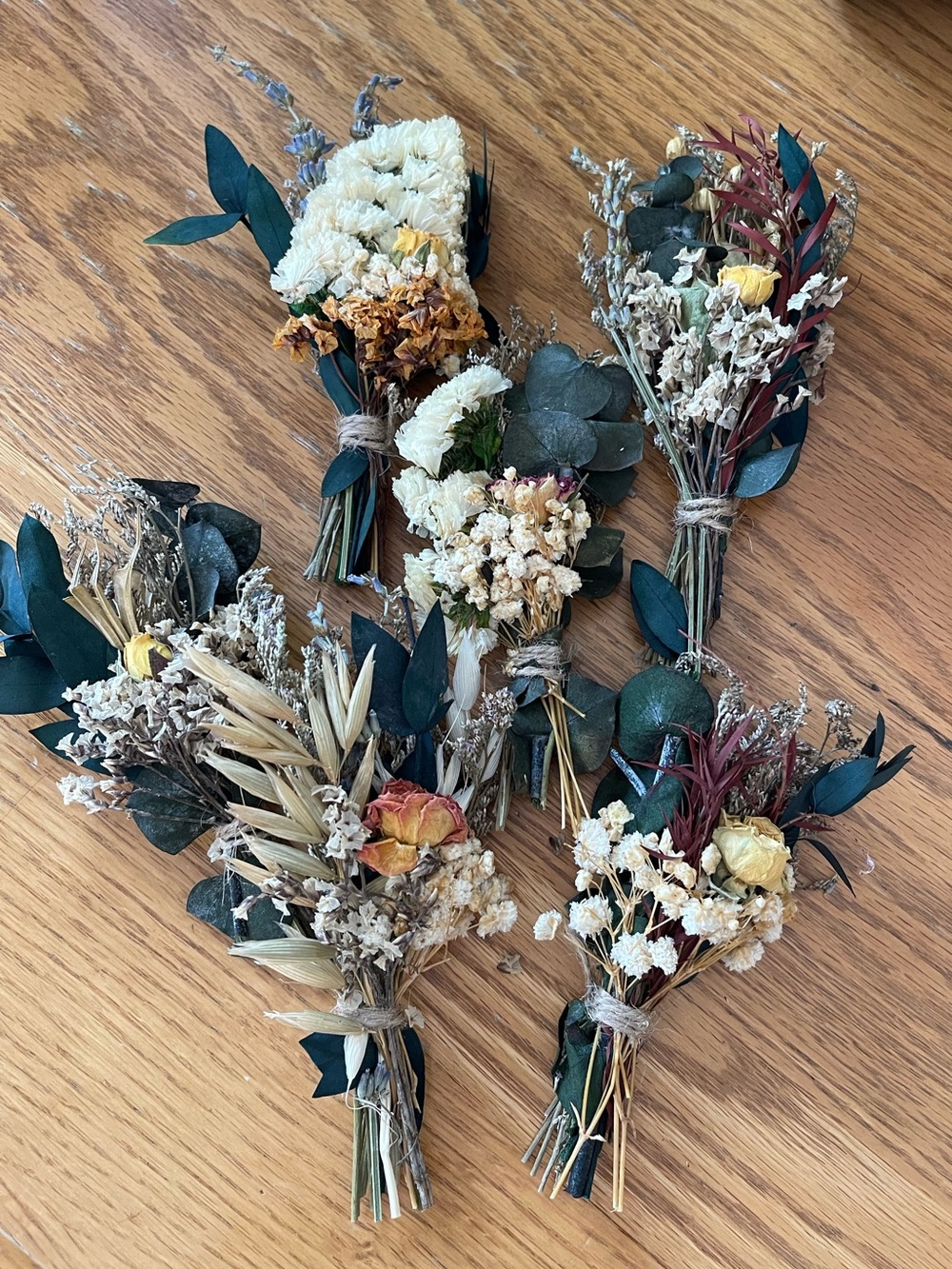 Dried Wildflower Mini Bouquet Set of 6- Natural Cream & Green🌼